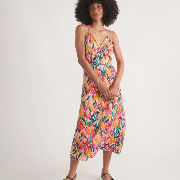 NWT Marine Layer 100% Lyocell Archive Emma Wrap Dress Bright Watercolor XS - Picture 1 of 11
